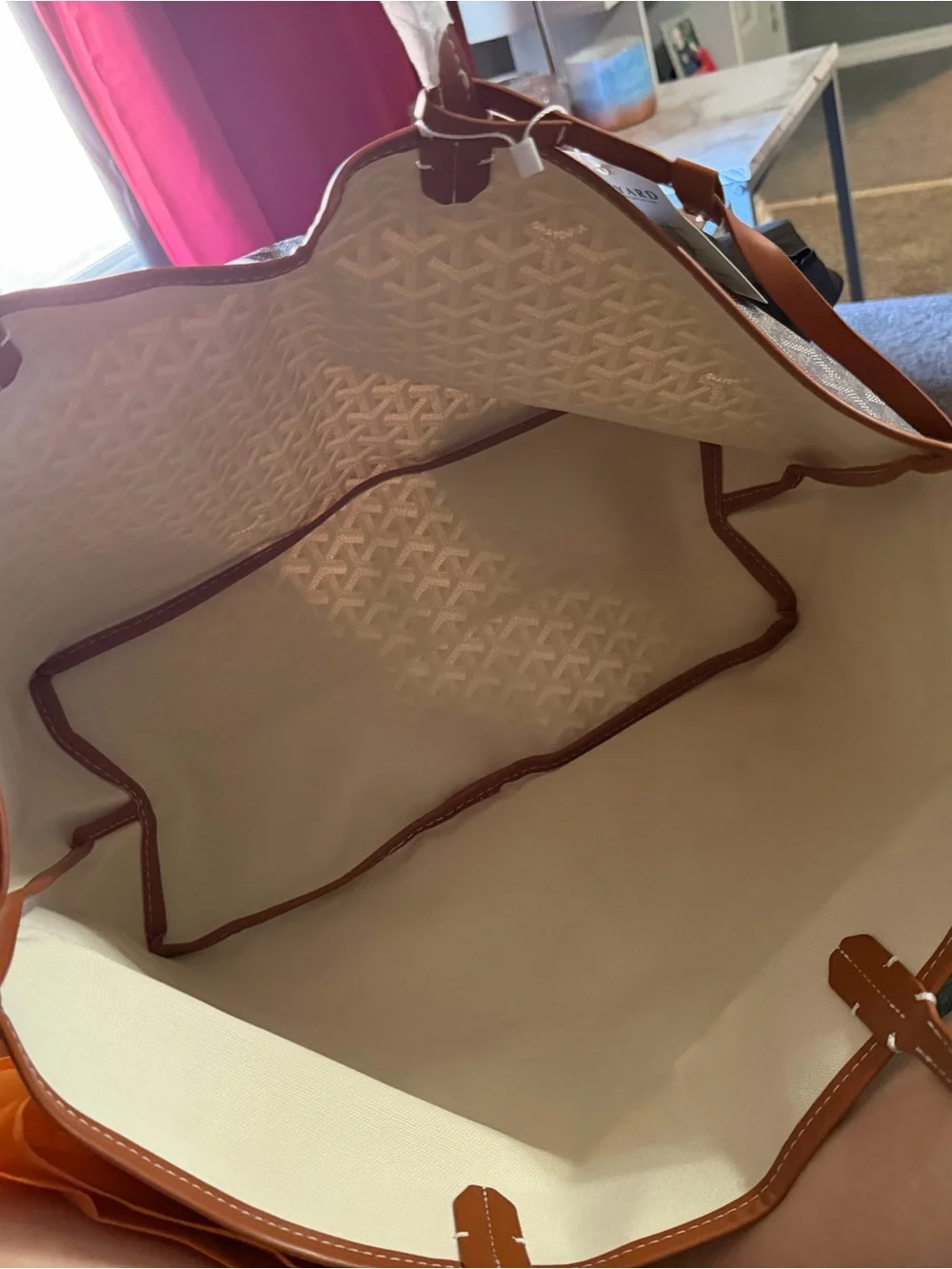 Brown Canvas Tote with Tan Trim